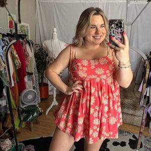 Free People Indigo Molly Spaghetti Strap Tunic Pink Medium